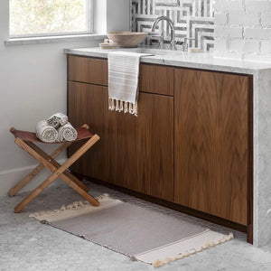 Moroccan bath rug styled