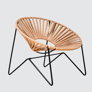 Side View of Modern Acapulco Chair in Natural Leather 