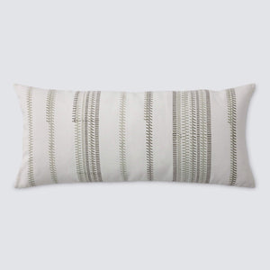 Striped Lumbar Pillow with Block Print Design