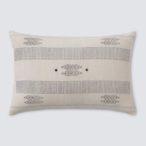 Lotha Ivory and Navy Blue Small Lumbar Pillow