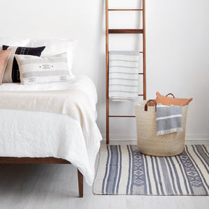 Ivory and Indigo Lumbar Pillow Styled