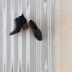 Closeup of Grey Cotton Dhurrie Rug