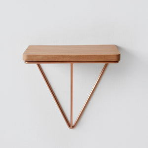 Modern Floating Table with Copper and Wood 