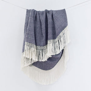 Hanging Blue Alpaca Throw Blanket