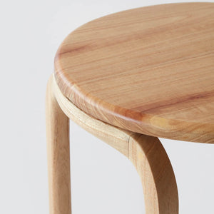 light wood side table seat closeup