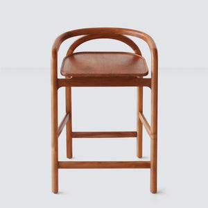 teak wooden counter stool front view
