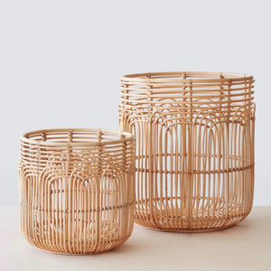 medium and large rattan woven baskets