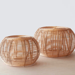 rattan ottomans small or large