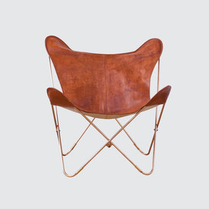 Leather Butterfly Chair with Copper Base
