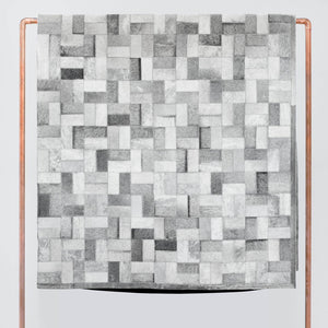 Grey Cowhide Area Rug in Patchwork Pattern