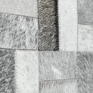 Detail of Hand-stitched Rug in Grey Cowhide
