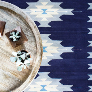 Overhead Image of Blue Aztec Rug