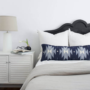 Handwoven Wool Pillow in Blue 
