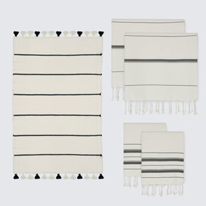 Sahar Bath Set - Ivory & Black