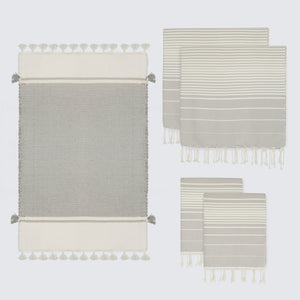 Grey Hand Towels, Bath Towels, and Bathroom Rug