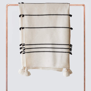 neutral, modern, bed blanket, boho, stripes