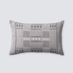 Minimal Woven Lumbar Pillow in Blue Grey