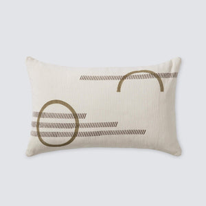 Small Lumbar Pillow with Modern Block Print Design