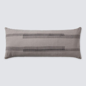 Grey Lumbar Pillow with Block Print Design